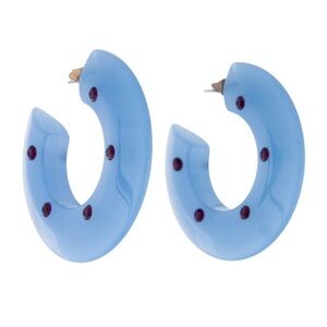 Blue Hoop Earrings with Red Accents